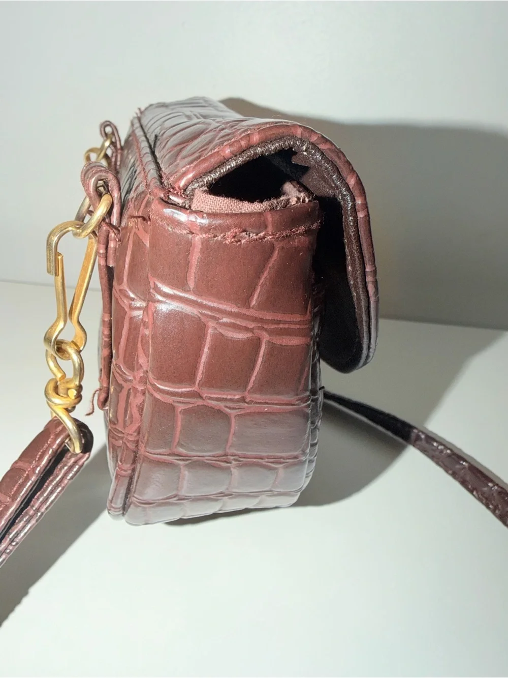 Vintage Diva Brown Embossed Crocodile Four Way Baby Bag